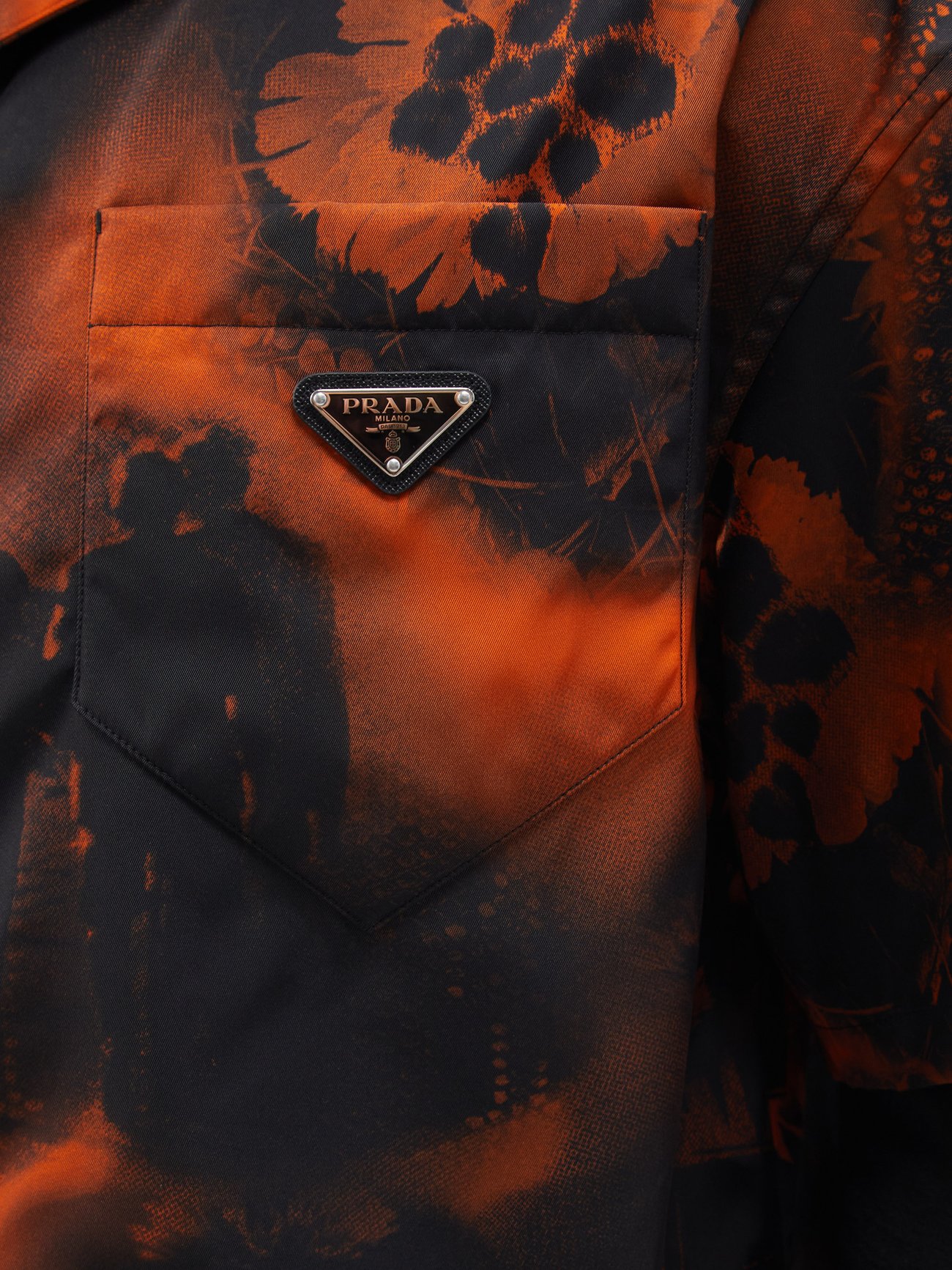 Orange Cuban-collar floral-print Re-Nylon shirt, Prada
