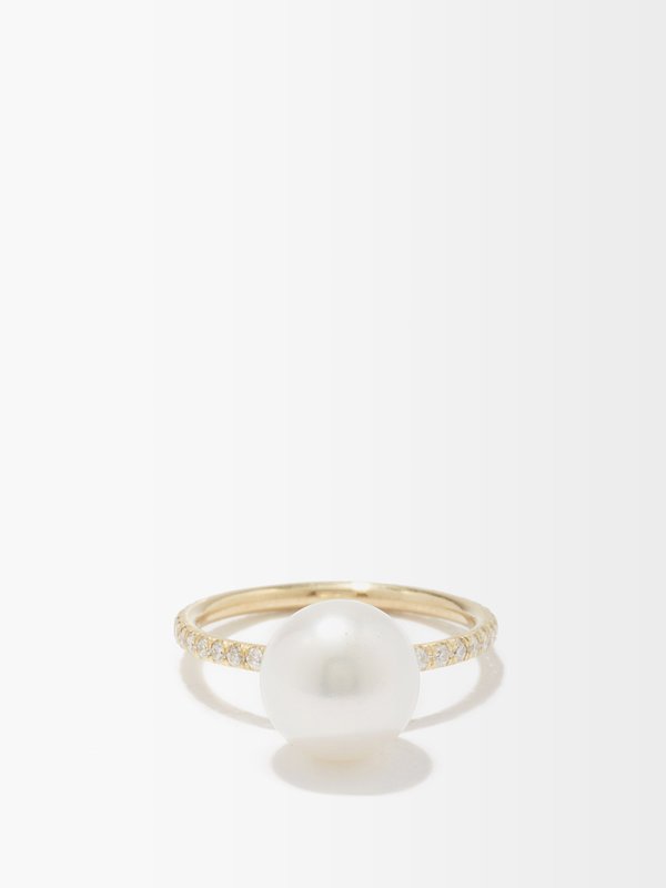 Irene Neuwirth Gumball diamond, pearl & 18kt gold ring