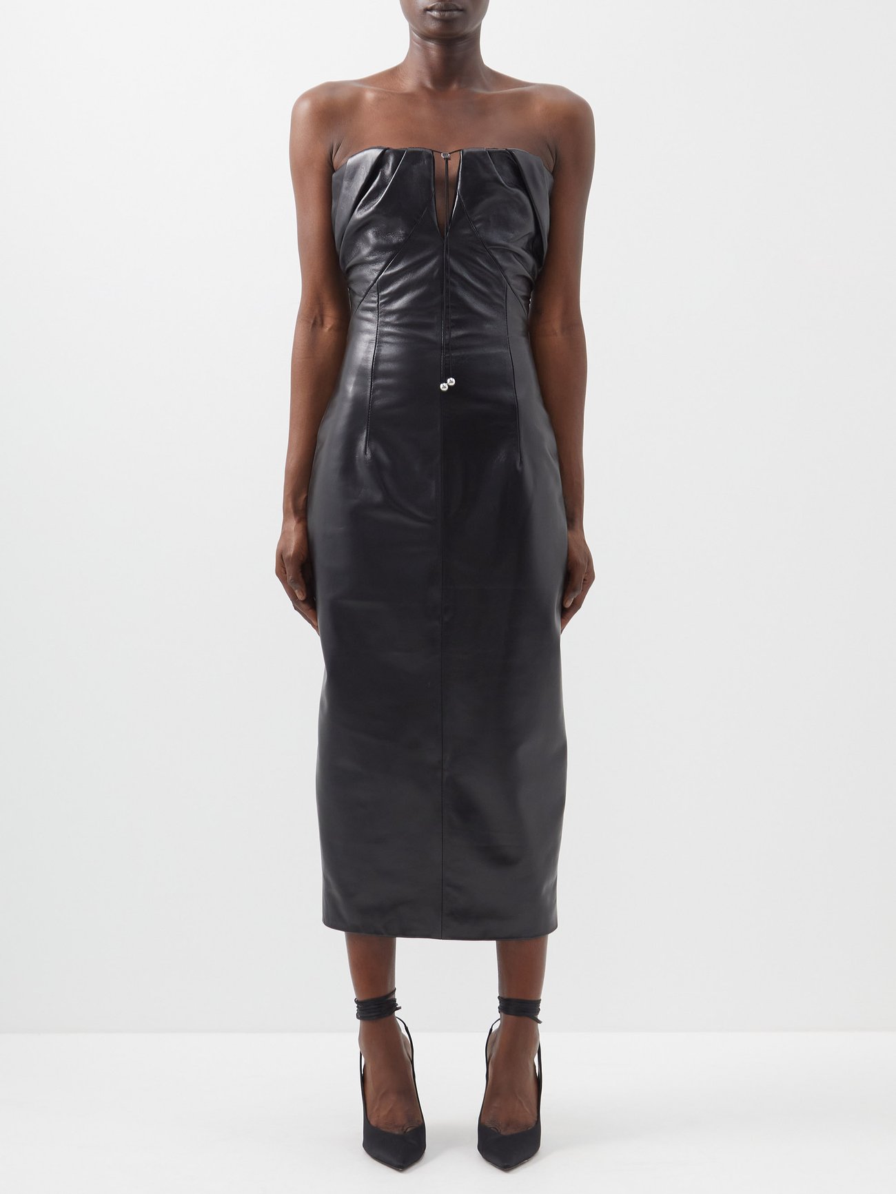 Black Velo bandeau leather midi dress | 16Arlington | MATCHESFASHION UK