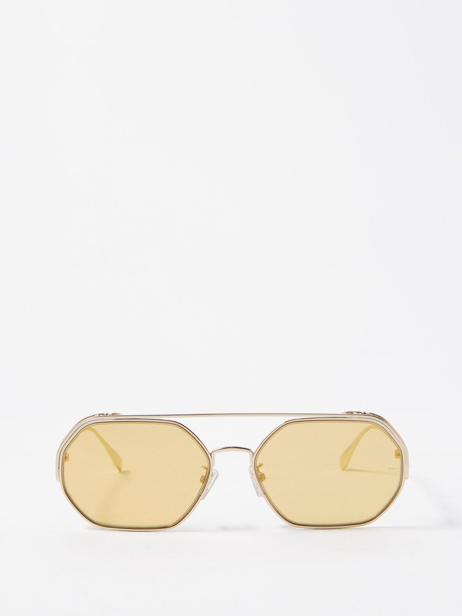 Gold O' Lock angular-round metal sunglasses