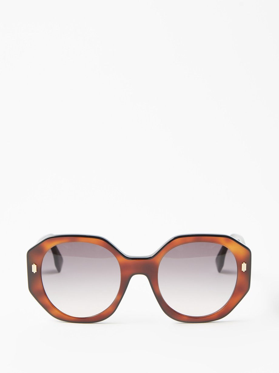 Fendi Octagonal Acetate Sunglasses - Brown Multi