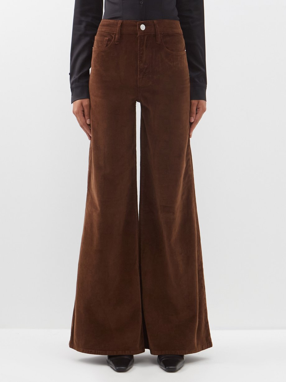 Brown Le Palazzo corduroy wide-leg trousers | FRAME | MATCHESFASHION UK