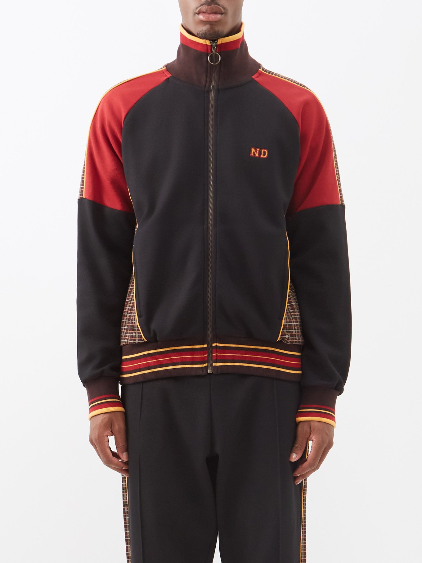 Black Side-stripe piqué-jersey track top | Nicholas Daley