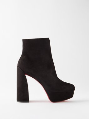 Christian Louboutin Kate Perforated Red Sole Ankle Booties, Black, Women's, 40eu, Boots Ankle Boots & Booties