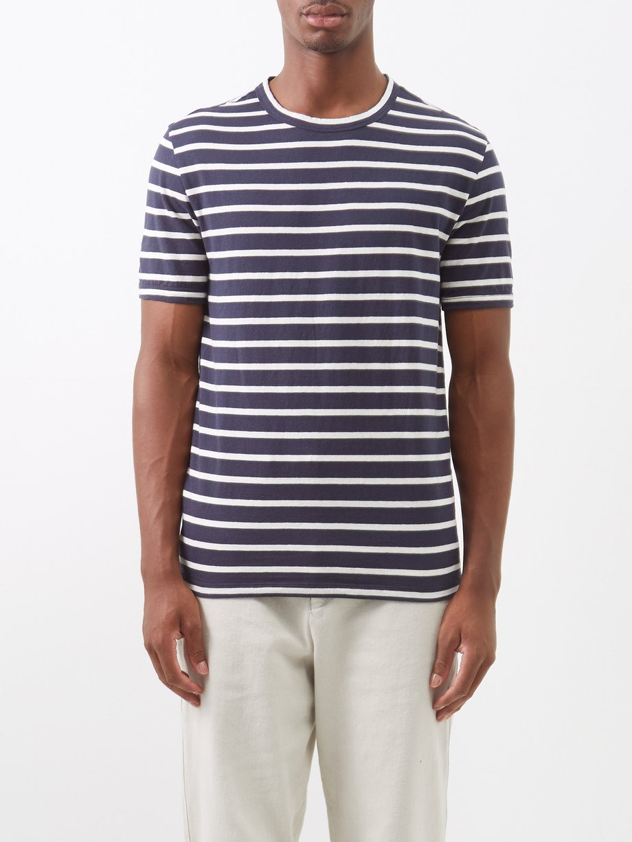 Navy Striped cotton-jersey T-shirt | Officine Générale | MATCHESFASHION UK