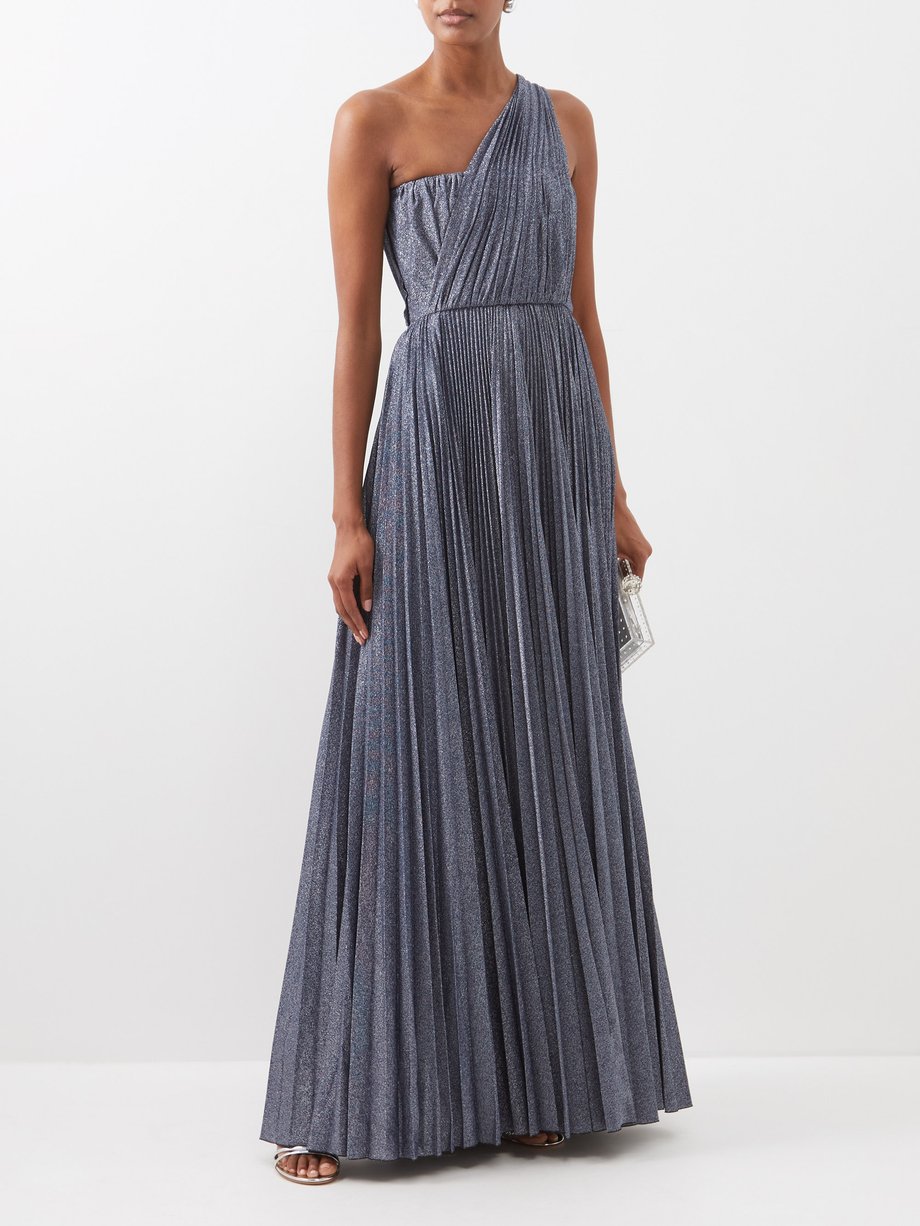 One shoulder pleated lam jersey gown video