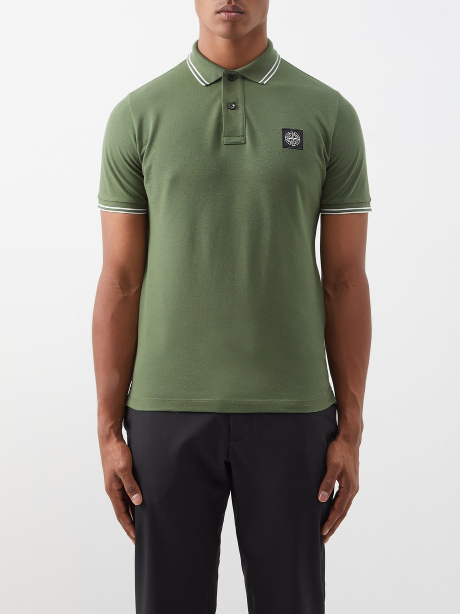 Verzakking donker Aanvankelijk Green Logo-patch cotton-piqué polo shirt | Stone Island | MATCHESFASHION US