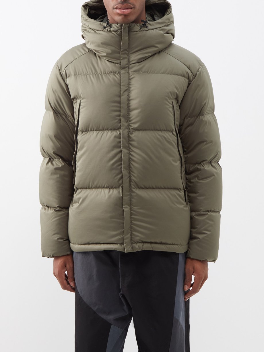 Green Hooded quilted down coat | Snow Peak | MATCHES UK