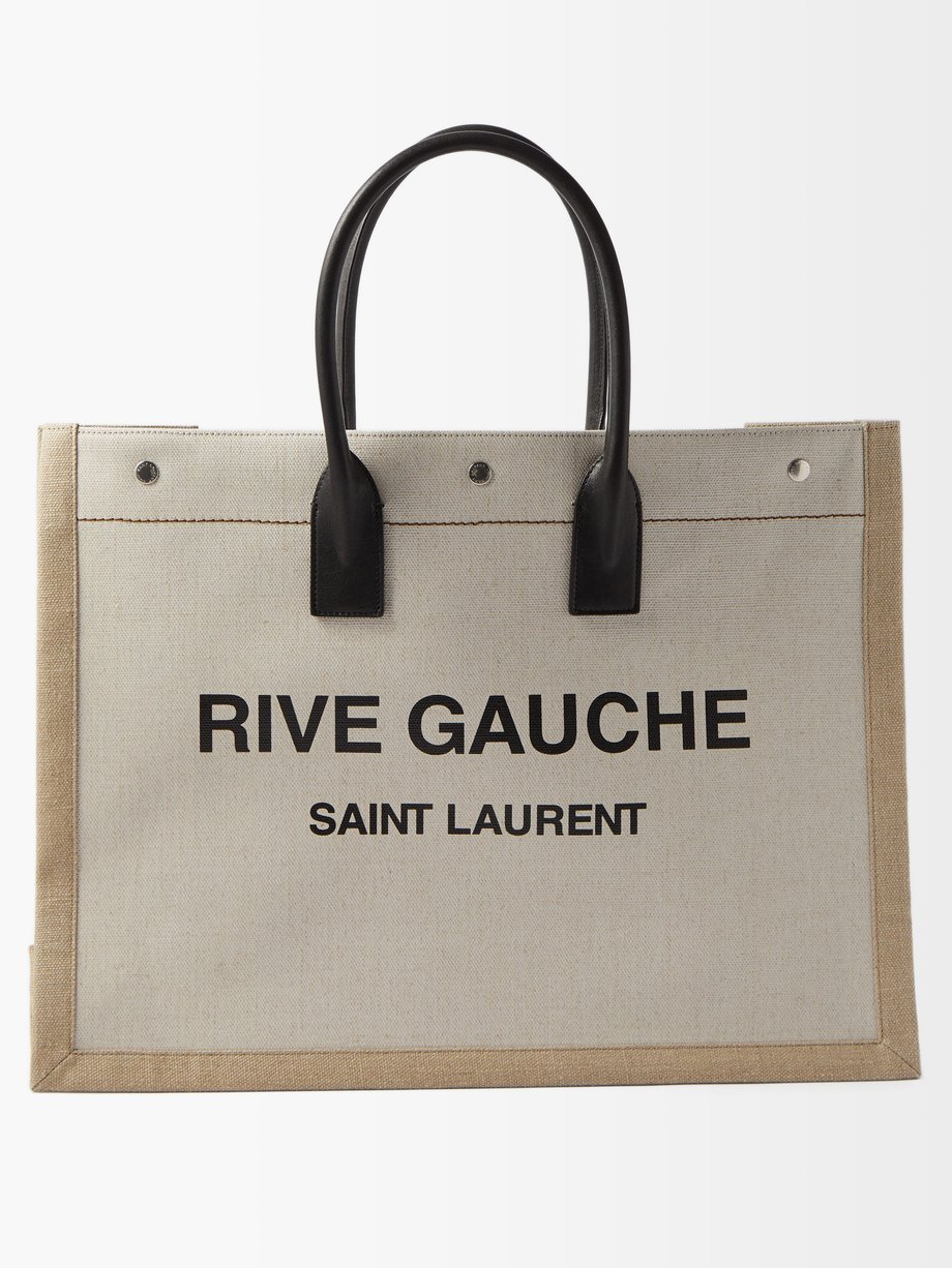 Beige Rive Gauche canvas tote bag | Saint Laurent | MATCHESFASHION UK