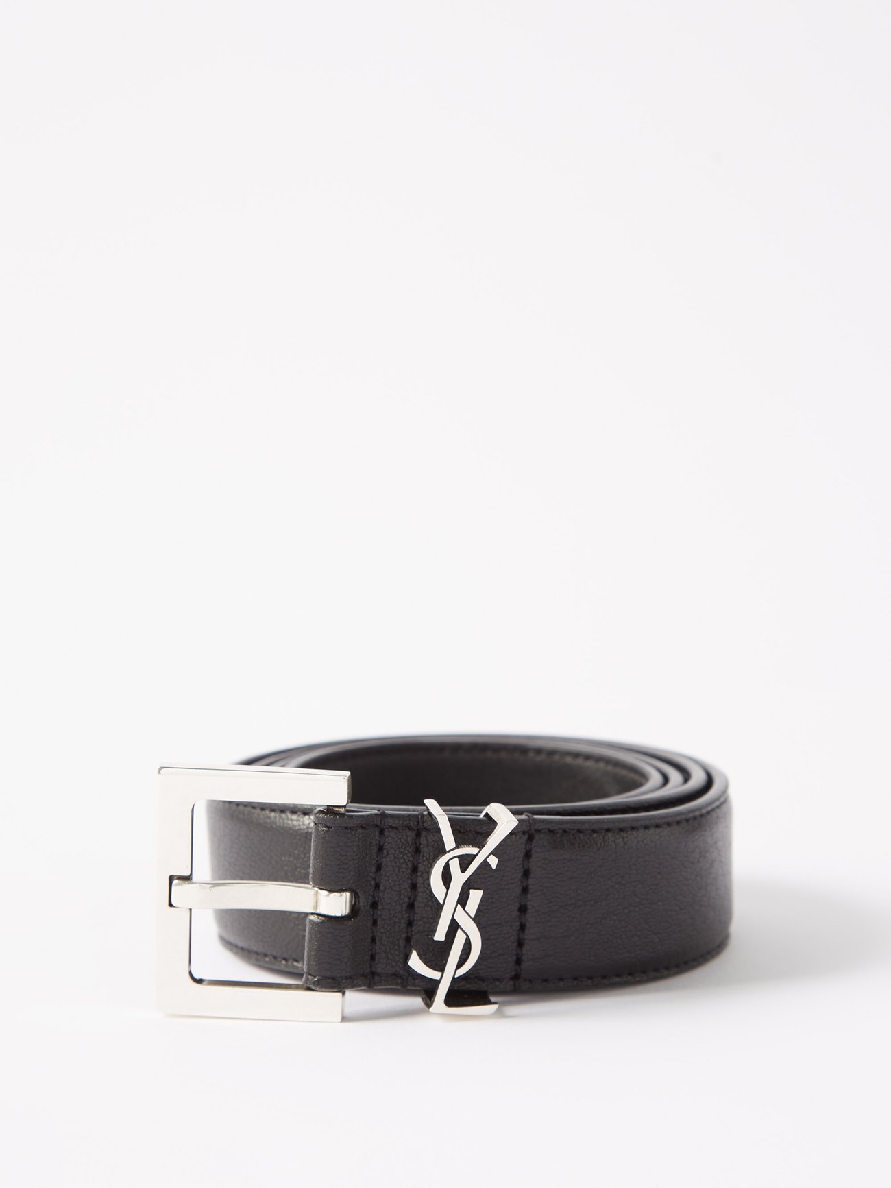 Black YSL-plaque leather belt | Saint Laurent | MATCHESFASHION AU