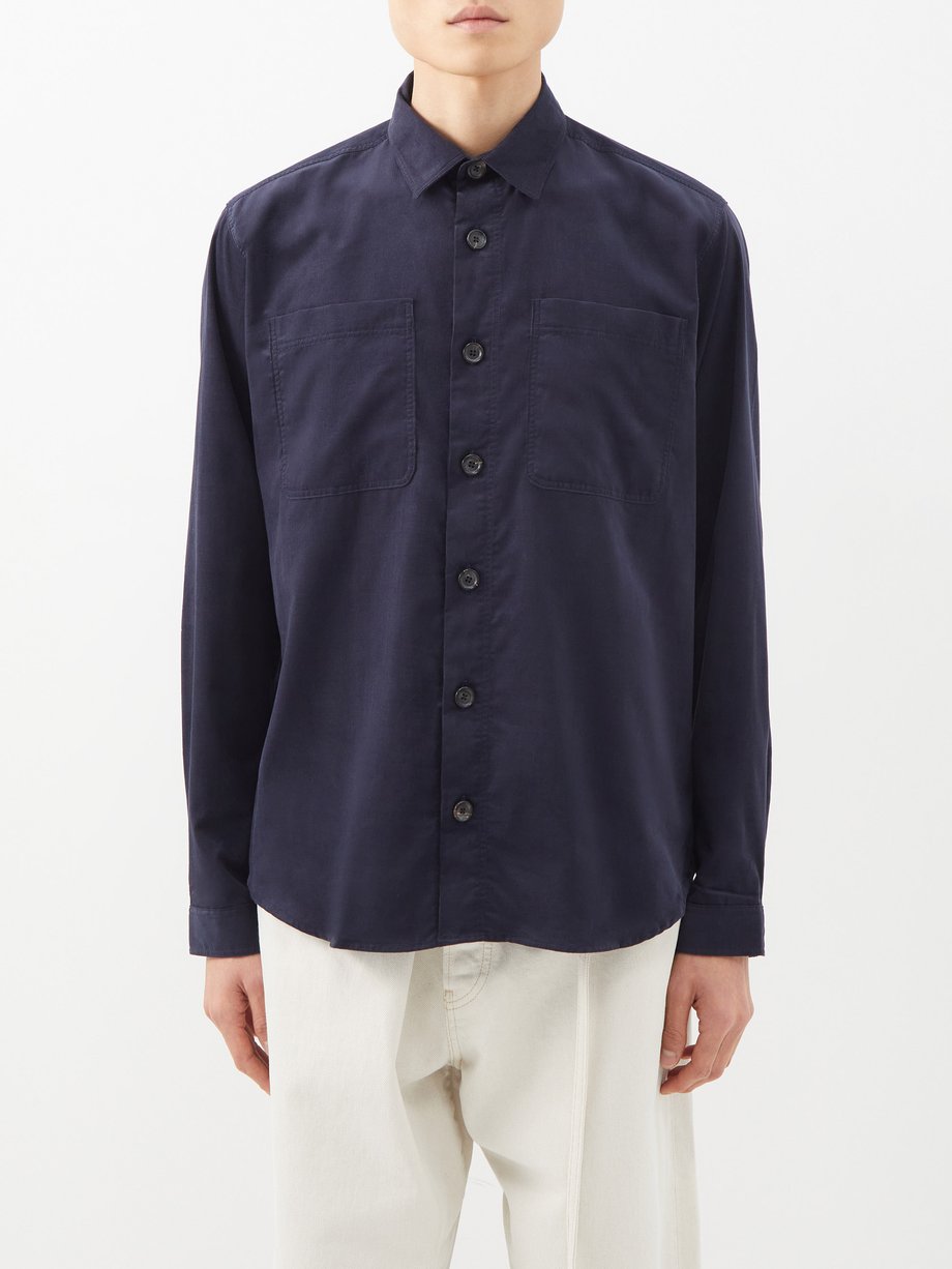 Navy Treviscoe organic-cotton corduroy shirt | Oliver Spencer ...
