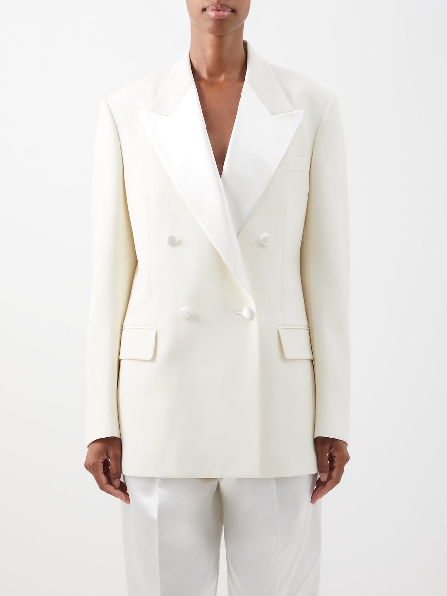 White Double-breasted wool-barathea suit jacket | Gucci | MATCHESFASHION US
