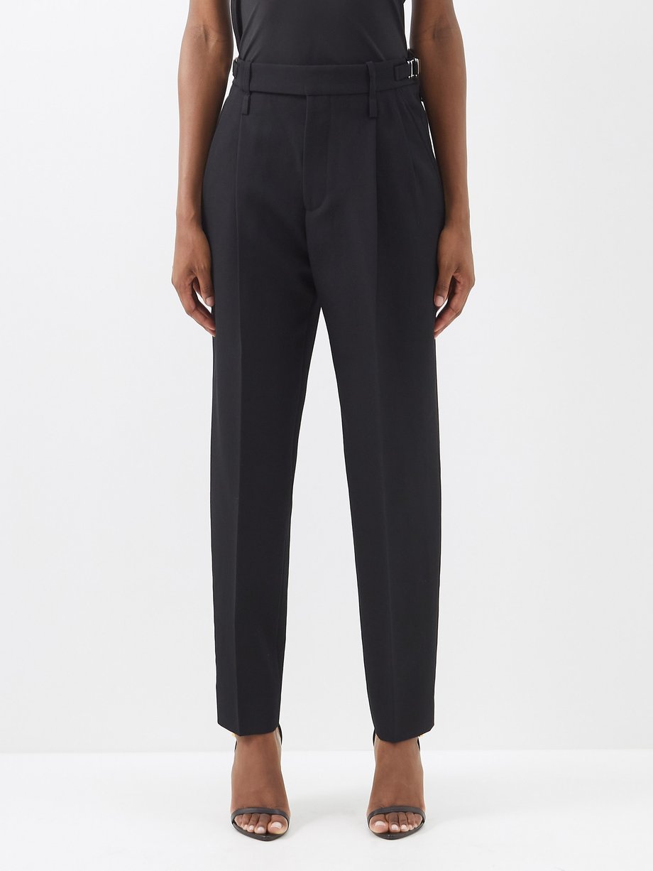 Black Wool-barathea tailored trousers | Gucci | MATCHES UK