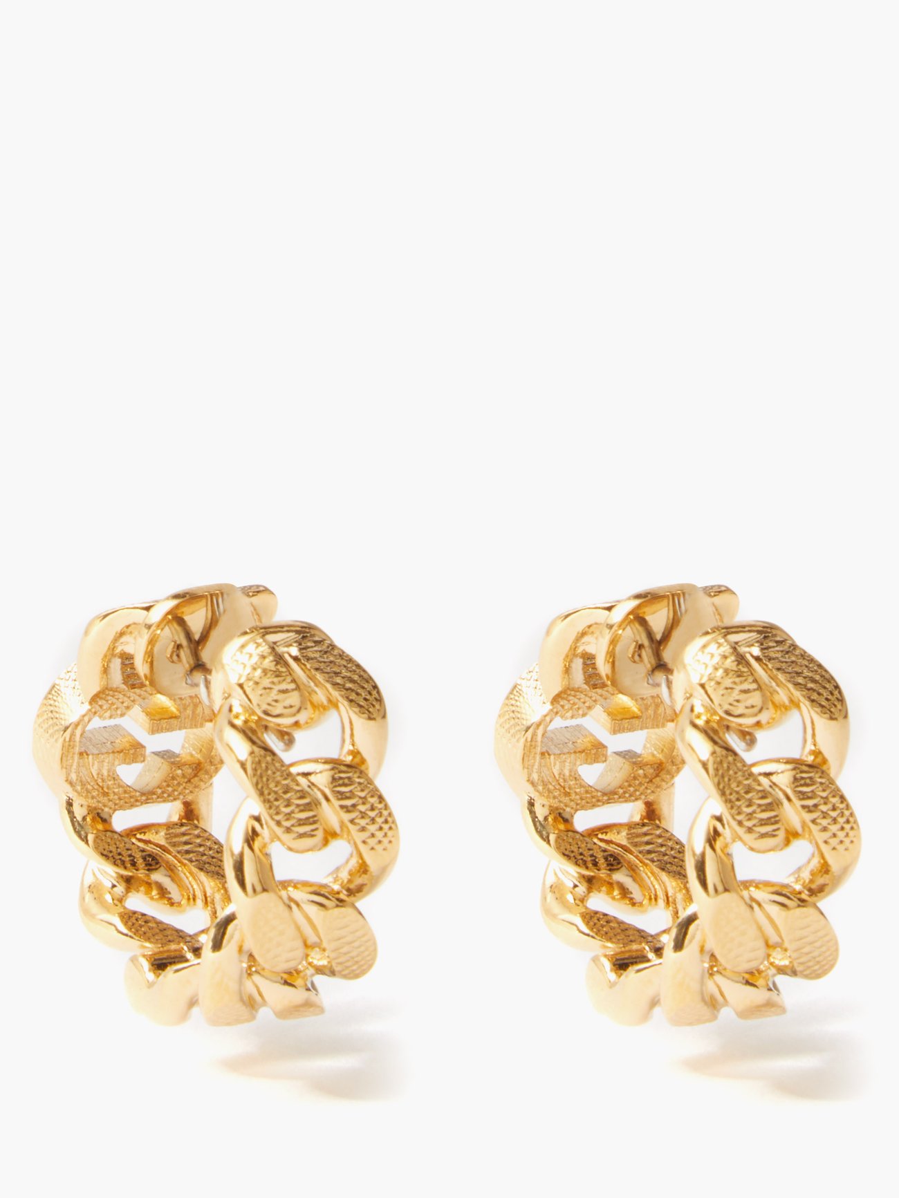Gold GG-logo chain-link hoop earrings, Gucci