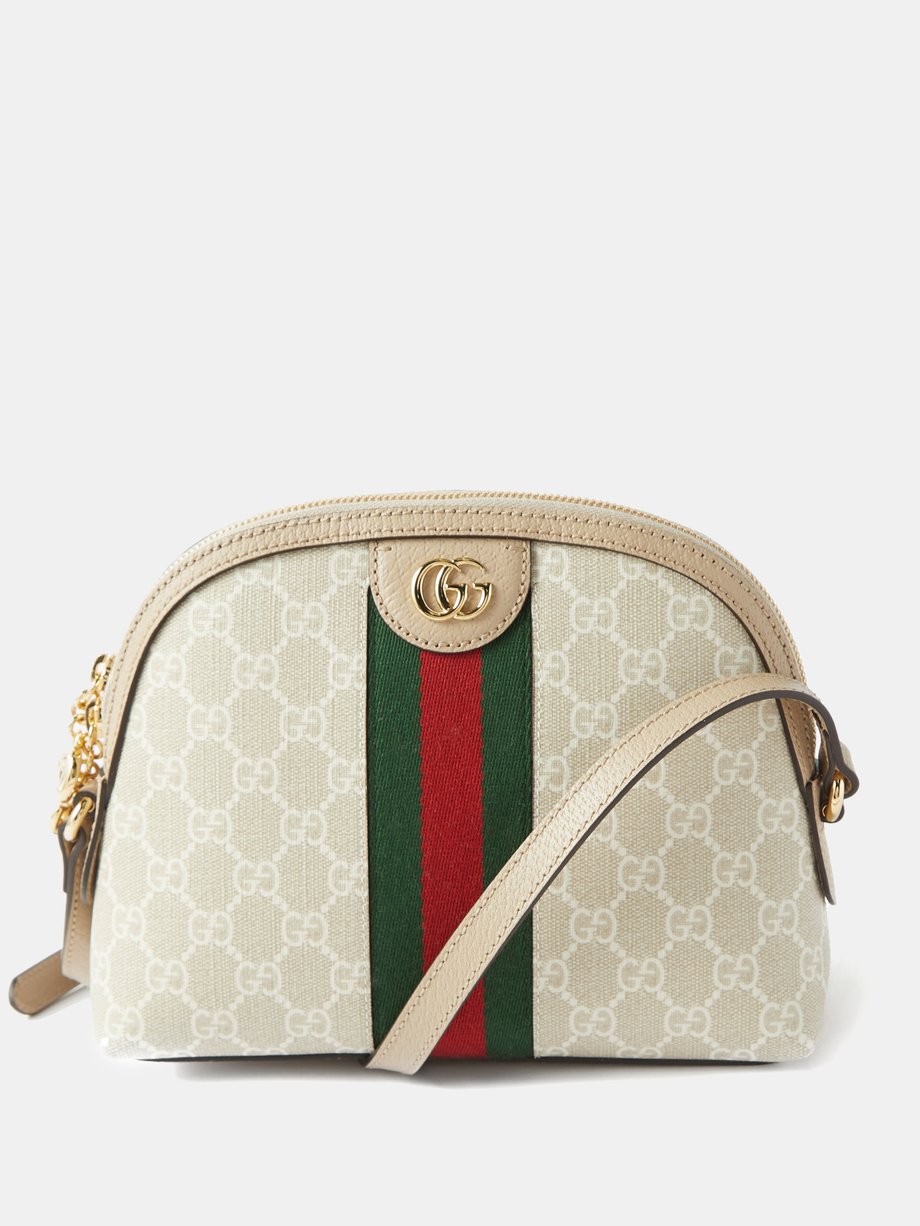 Beige Ophidia small GG-monogram leather-trim bag, Gucci