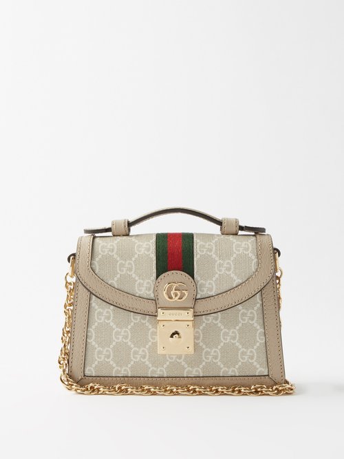 Gucci Ophidia Supreme-canvas And Leather Cross-body Bag In Beige White