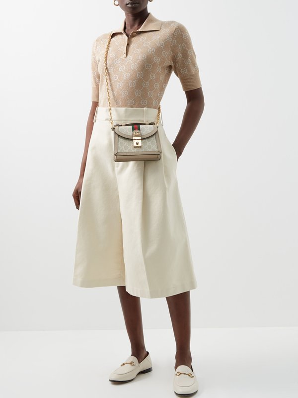 Beige white Ophidia Supreme-canvas and leather cross-body bag | Gucci ...