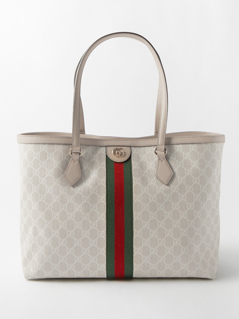 Neutral Ophidia medium GG-canvas and leather tote bag | Gucci |  MATCHESFASHION US