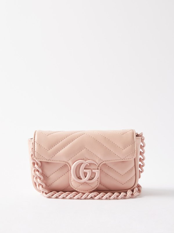 GG Marmont small shoulder bag in pink shearling | GUCCI® US