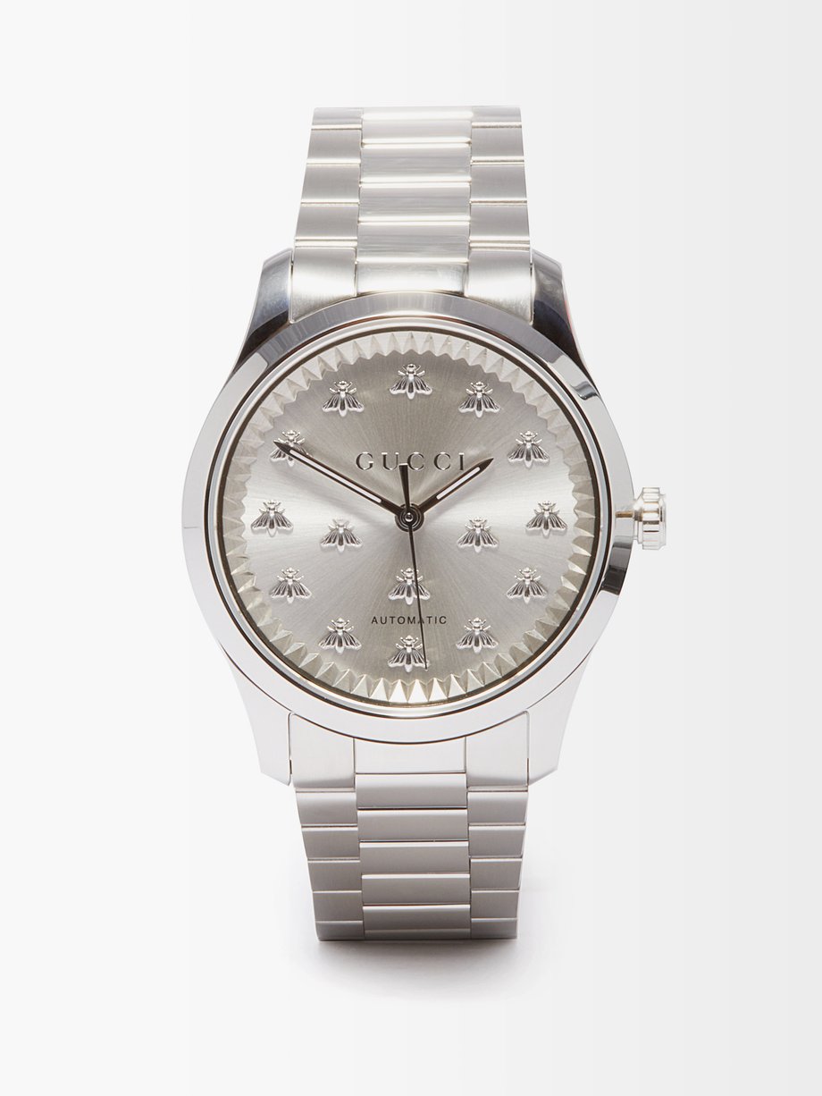 Silver G-Timeless 38mm stainless-steel watch | Gucci | MATCHES UK