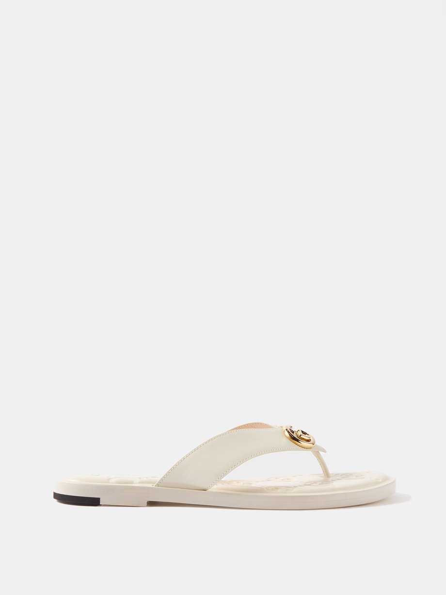 White Nadeline leather flat sandals Gucci | MATCHESFASHION US