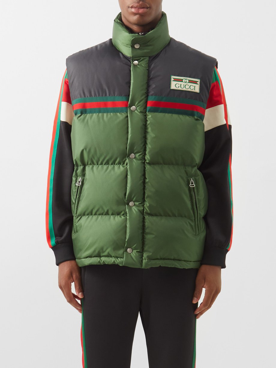Green Logo-patch quilted down gilet | Gucci | MATCHESFASHION US