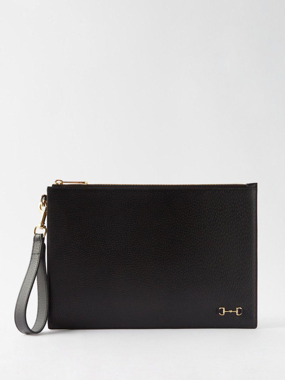 Black Horsebit leather pouch | Gucci | MATCHESFASHION UK