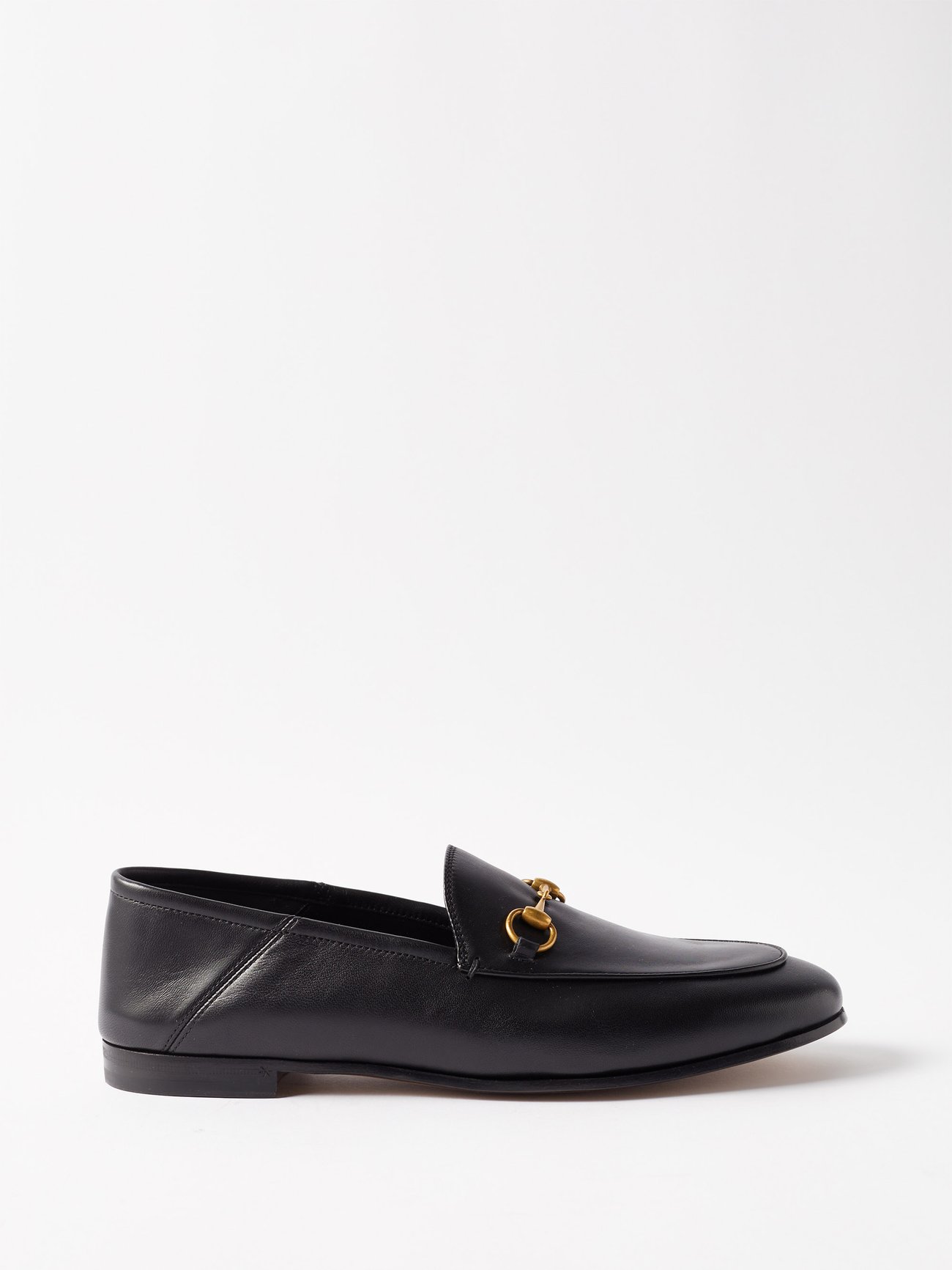 Black Brixton collapsible-heel leather loafers | Gucci | MATCHES UK