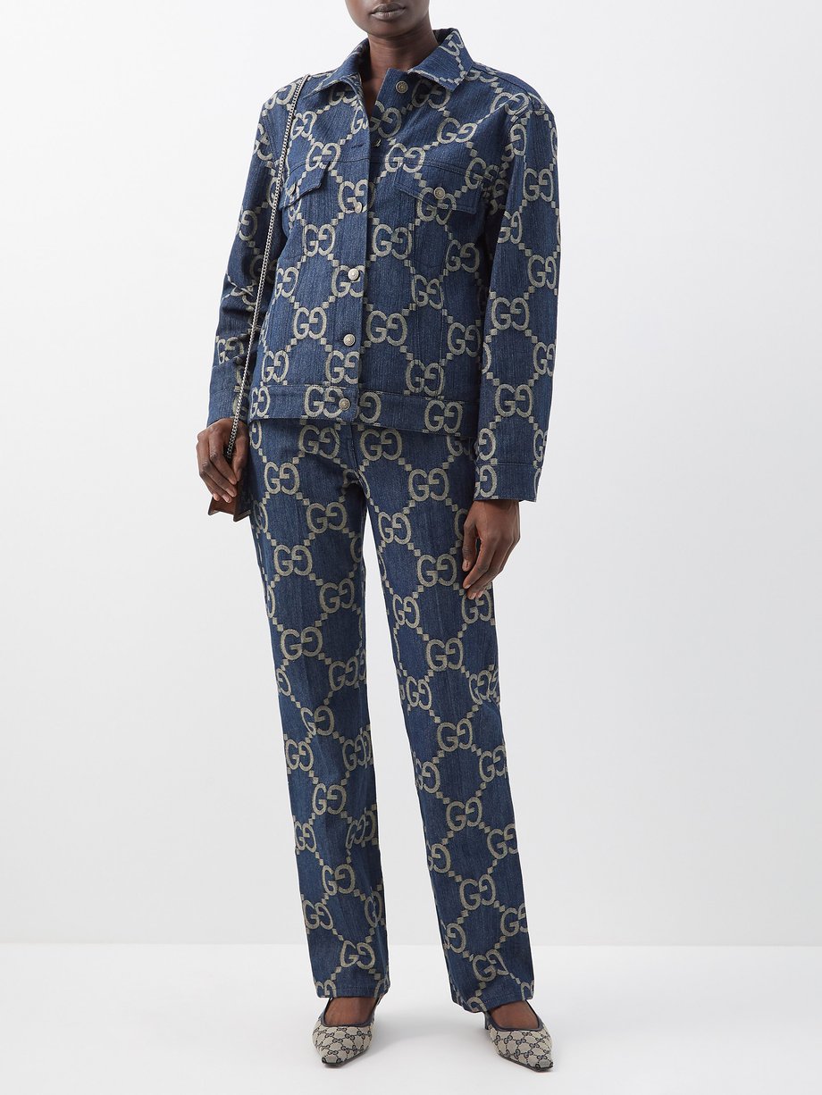Buy Gucci Blue GG Monogram Leggings in Jacquard Jersey for Women