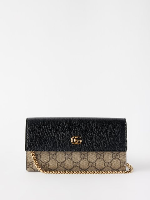 Pink GG-embossed matelassé-leather wallet bag | Gucci | MATCHES UK