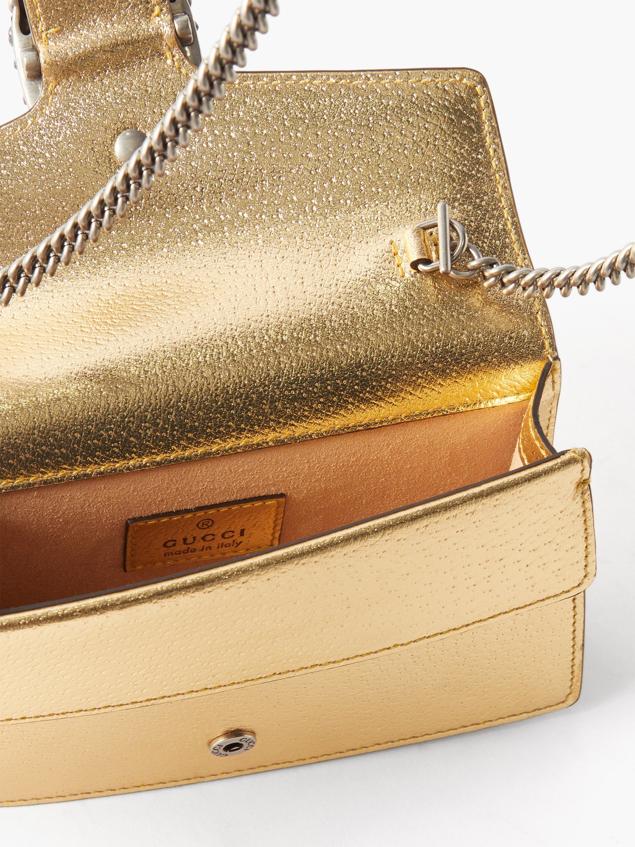 Gold Dionysus super mini leather cross-body bag