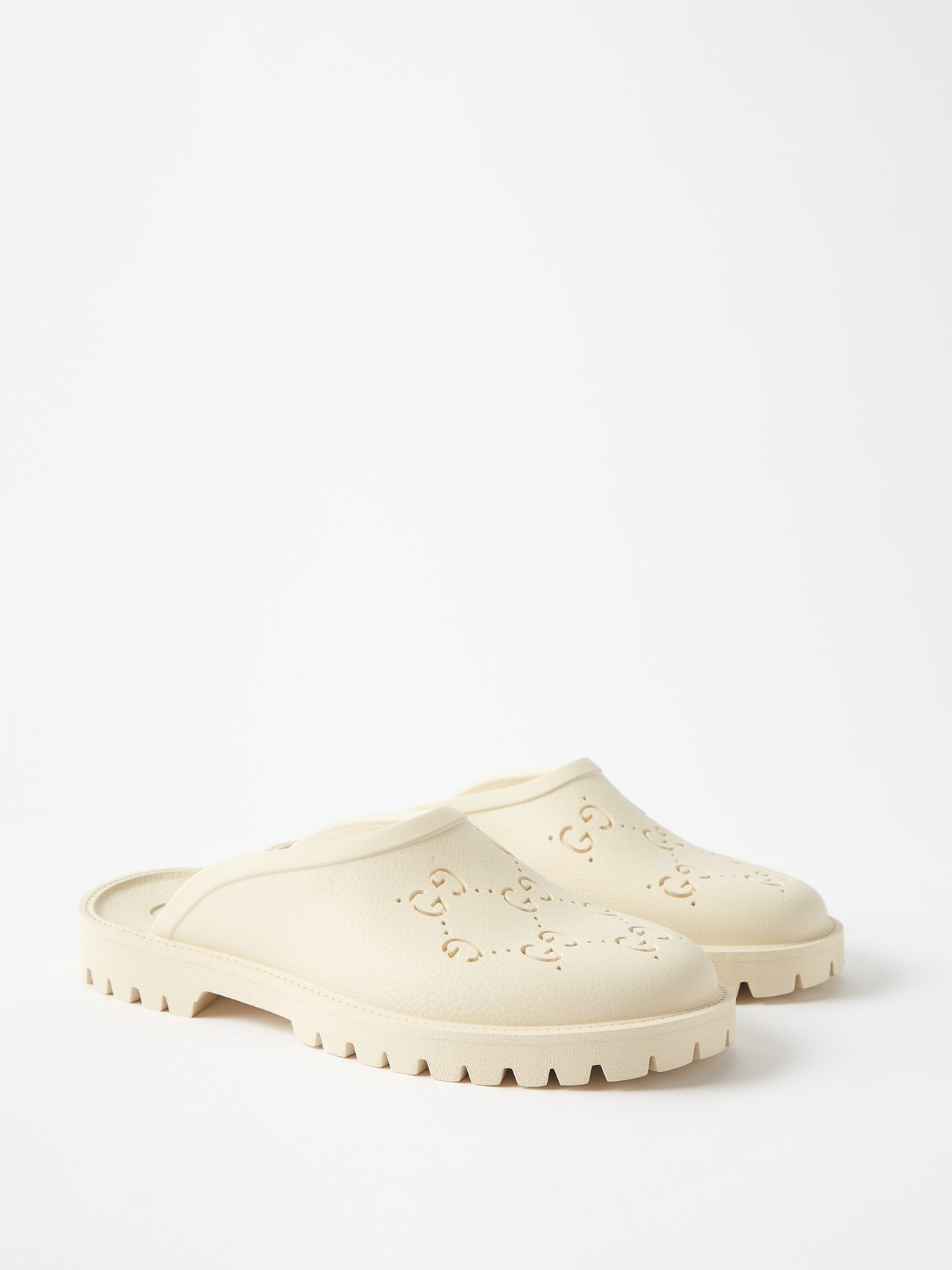 Women's platform perforated G sandal in white rubber