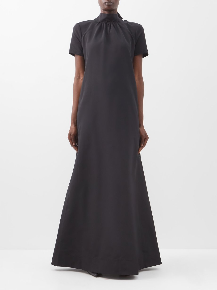 Black Ilana bow-neck grosgrain maxi dress | Staud | MATCHES UK