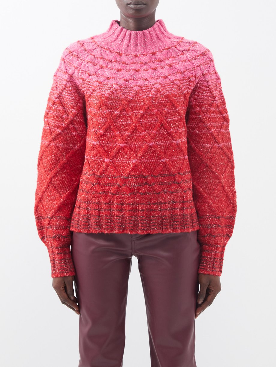 Pink Evelyn gradient cableknit sweater Staud MATCHESFASHION US