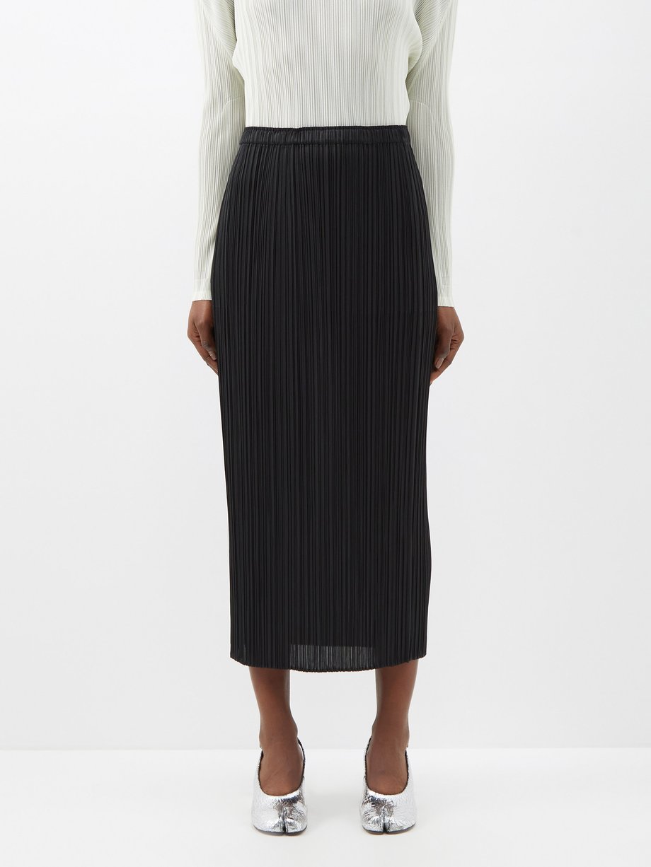 Pleats Please Issey Miyake Black Technical-pleated midi skirt | 매치스패션 ...