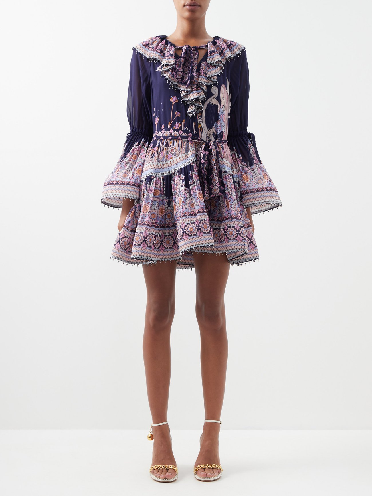 Print Celestial printed-crepe mini swing dress | Zimmermann ...