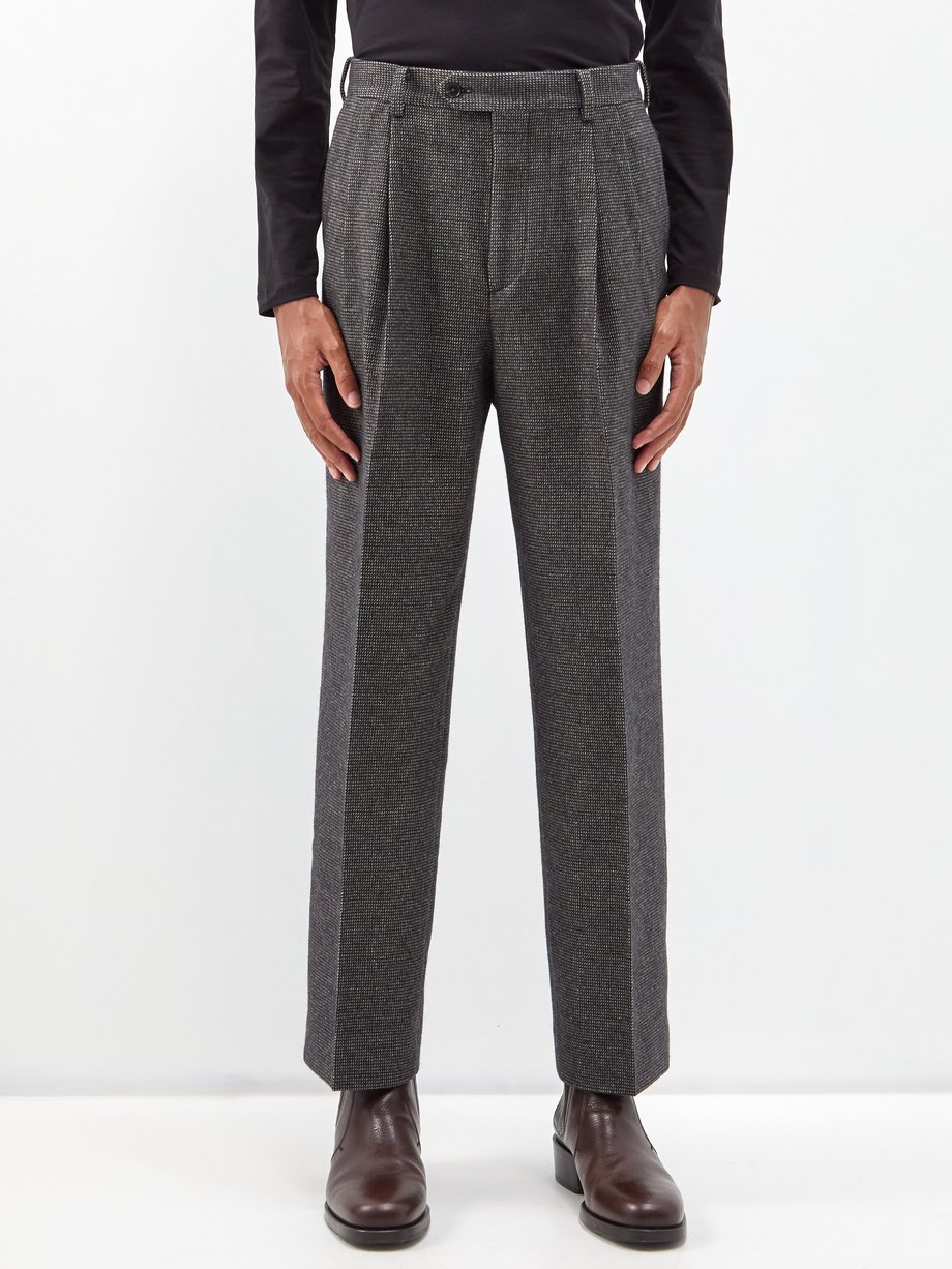 Grey Pleated cotton-blend tweed trousers | Auralee | MATCHESFASHION US
