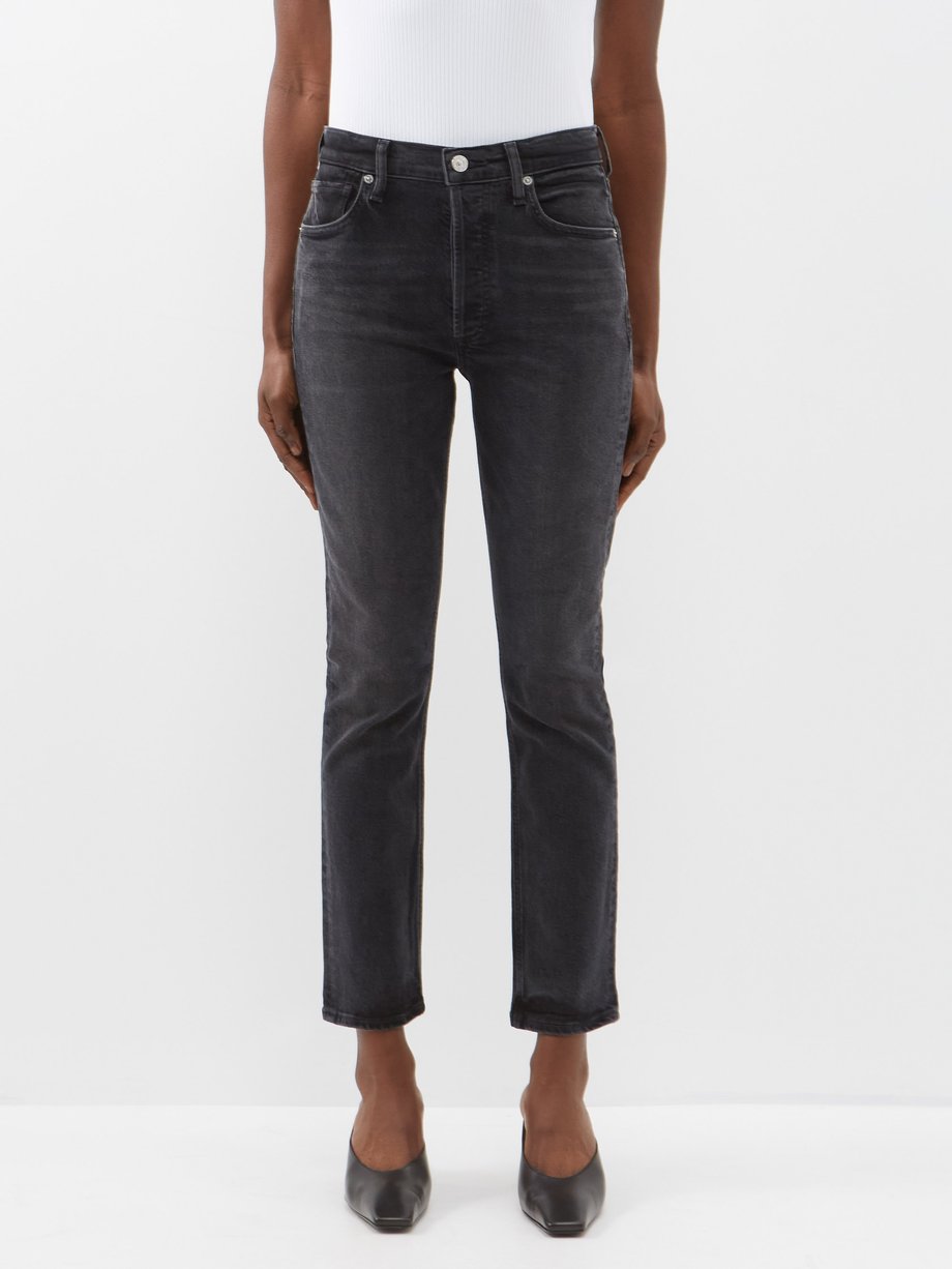 Black Charlotte high-rise straight-leg jeans | Citizens of Humanity ...