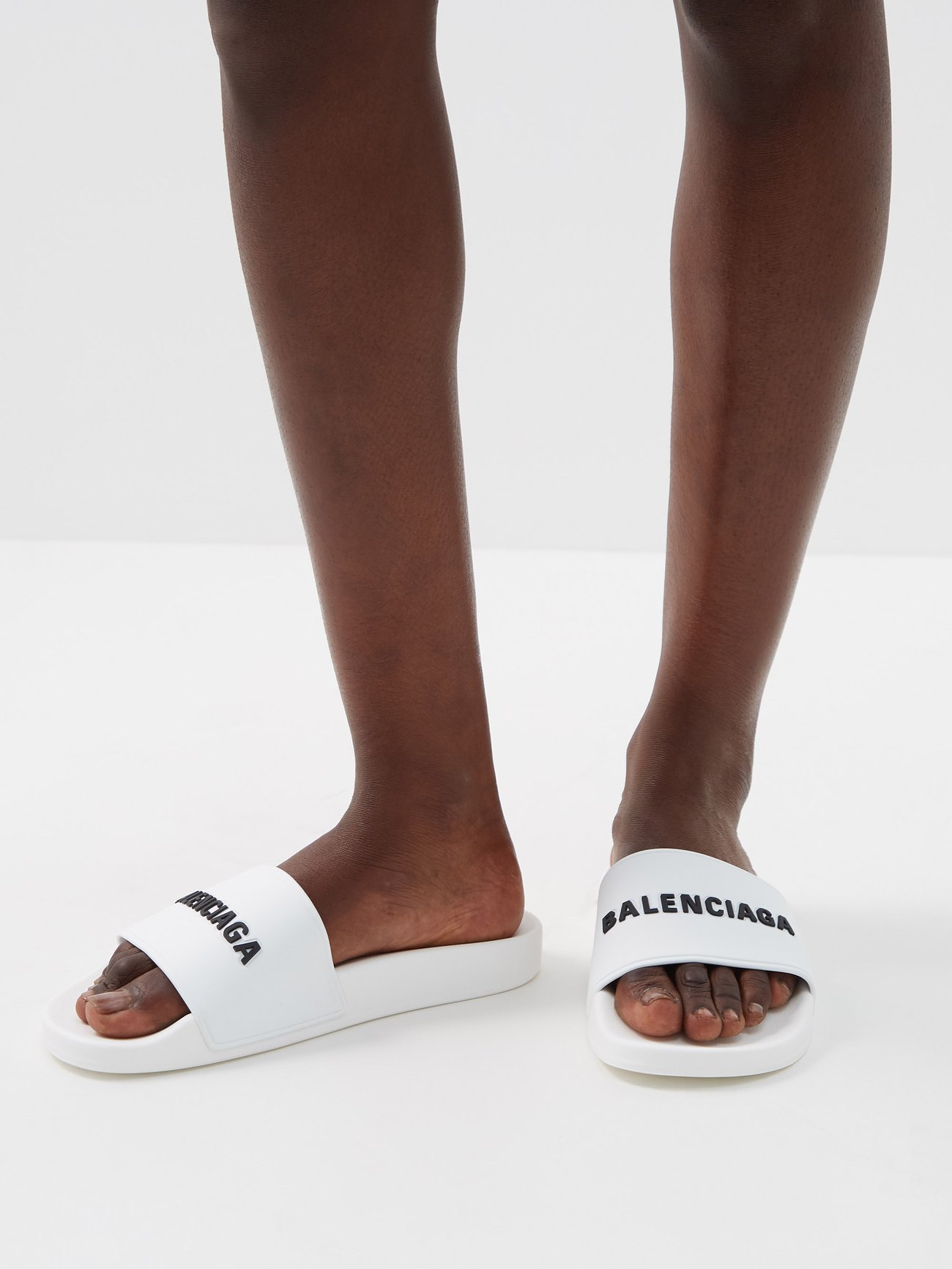 White Logo embossed rubber slides Balenciaga MATCHES UK