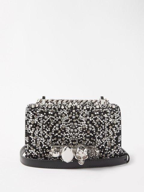 Black Jewelled mini crystal-embellished cross-body bag, Alexander McQueen