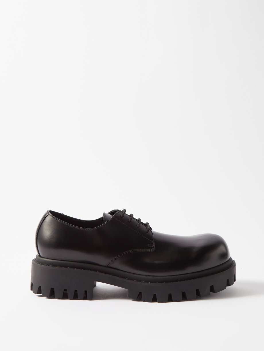 Black Sergent lug-sole leather derby shoes | Balenciaga | MATCHES UK