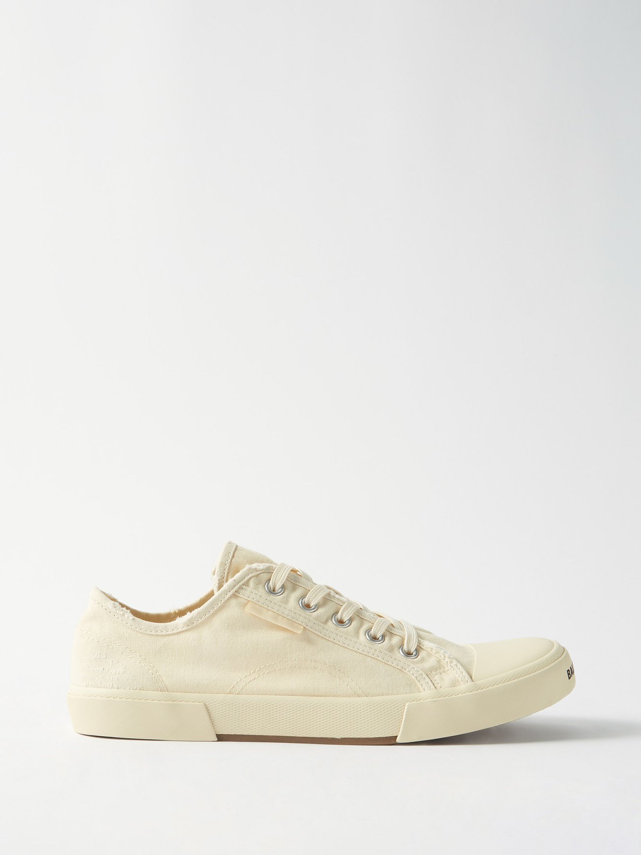 Balenciaga Paris Distressed Logo-embroidered Canvas Sneakers In