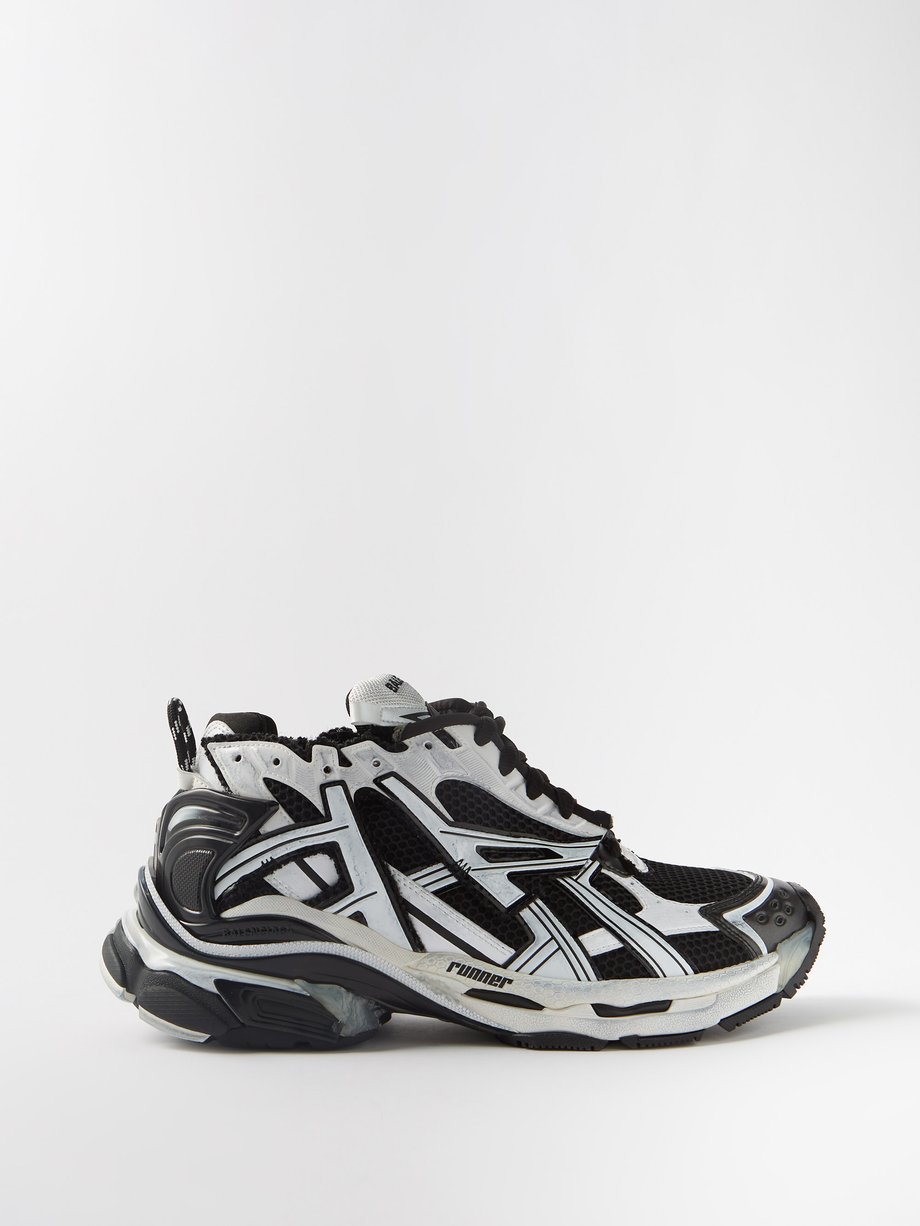 Black Runner mesh and faux leather trainers | Balenciaga | MATCHES UK
