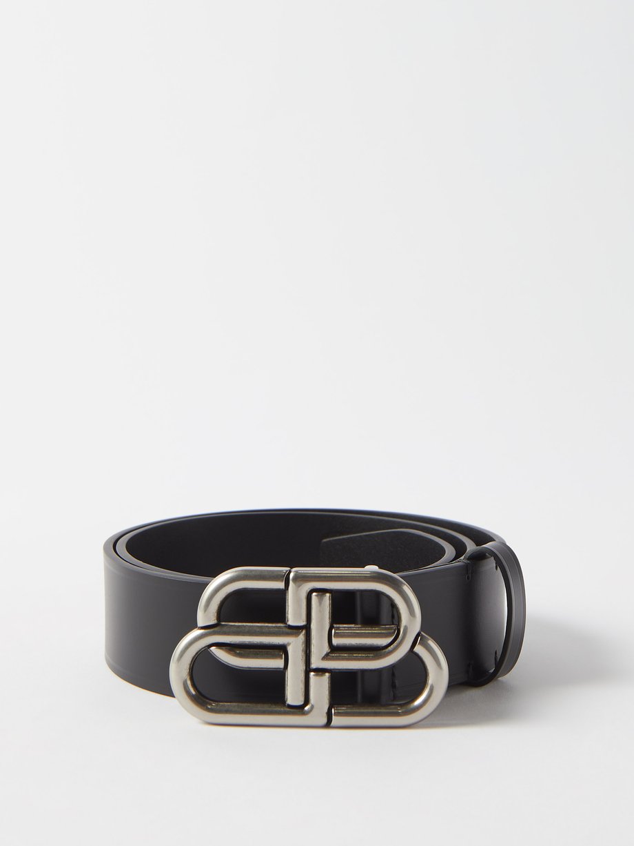 Balenciaga Bb Hour Leather Belt - Black