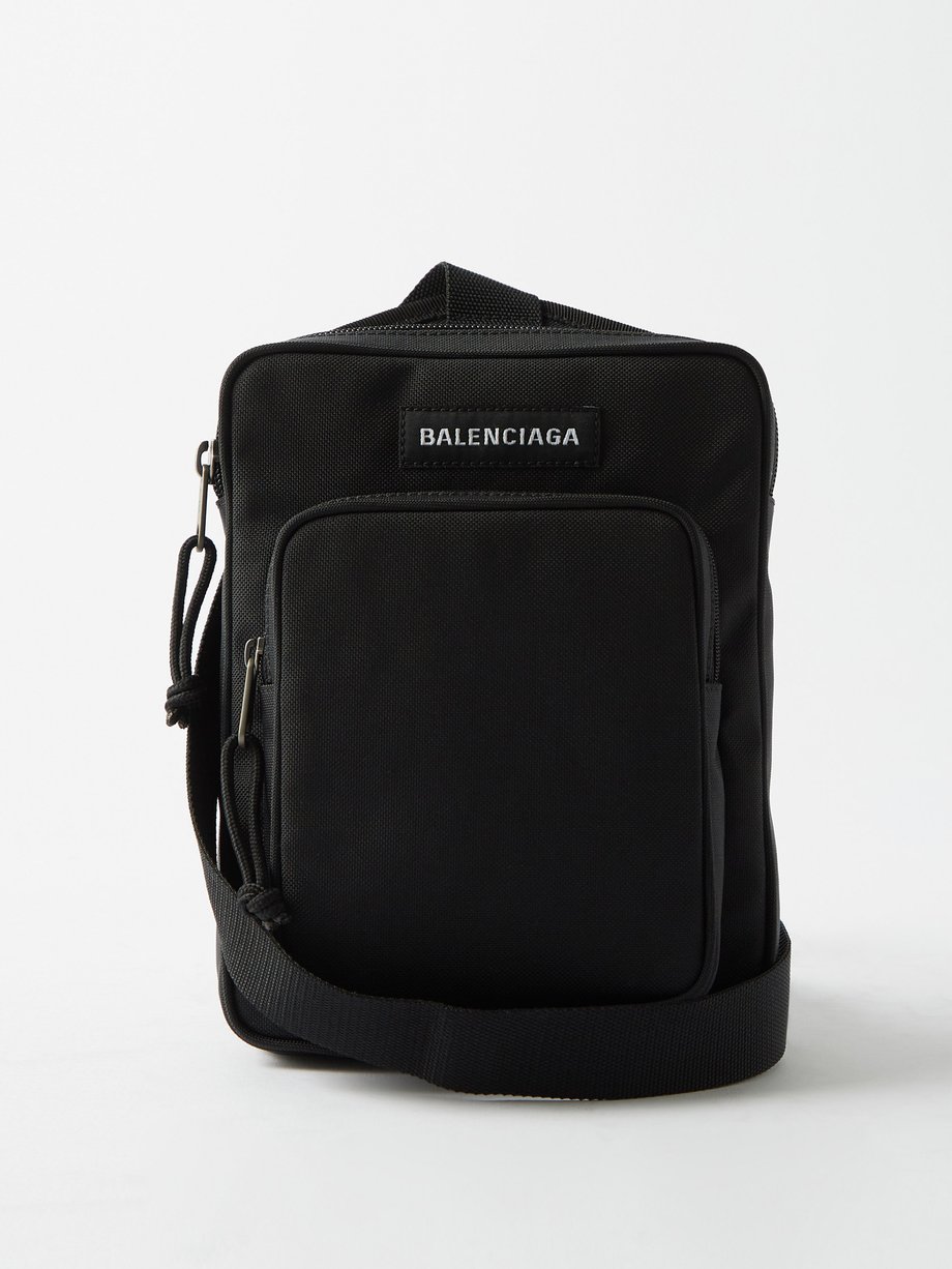 Black Explorer recycled cross-body messenger bag | Balenciaga | MATCHES UK