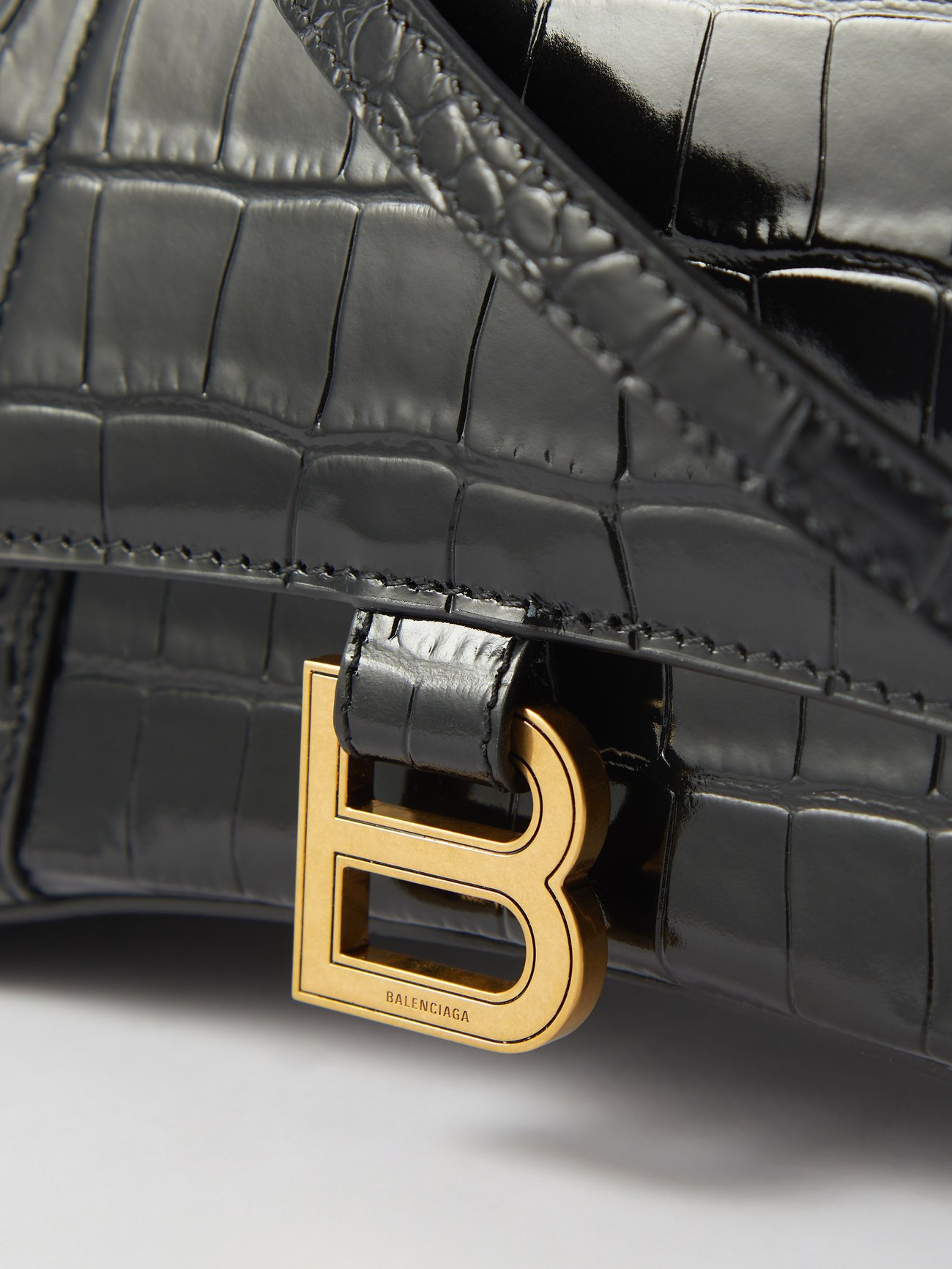 Balenciaga Hourglass S Crocodile-effect Leather Bag - ShopStyle