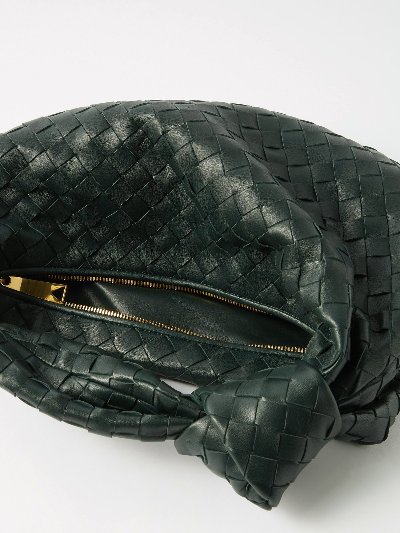 Green Jodie Teen Intrecciato-leather shoulder bag