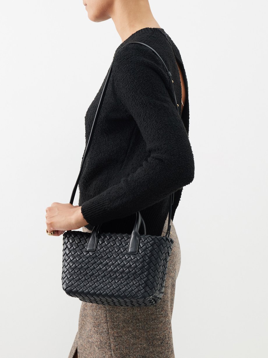 Pouch Mini Intrecciato Leather Shoulder Bag in Black - Bottega Veneta