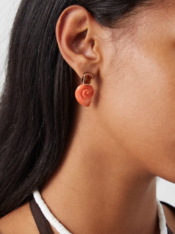 Dezso (Dezso By Sara Beltrán) Nautilus, citrine & 18kt rose gold earrings