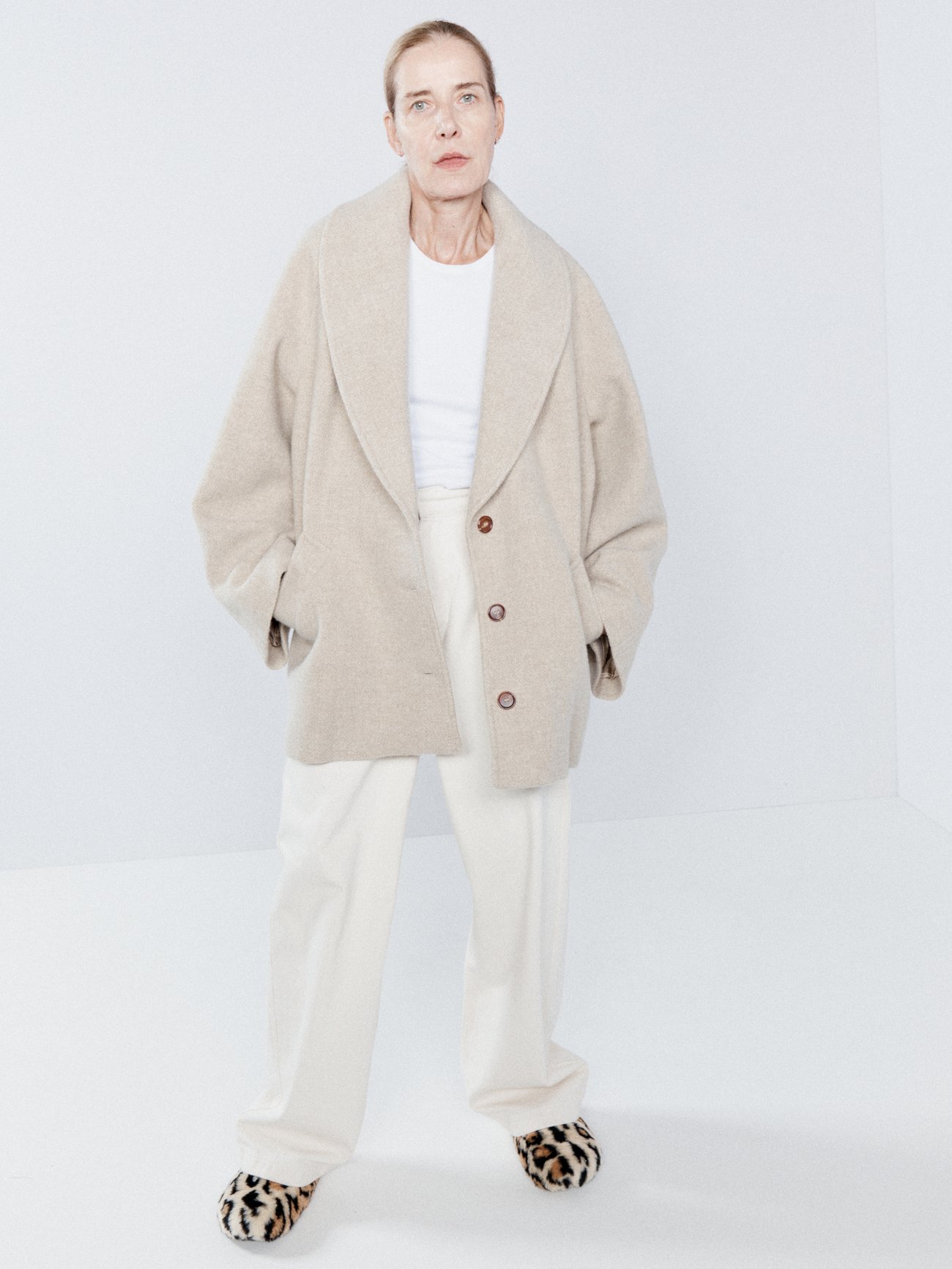 Na.e Shawl Collar Wool Coat greige ロング丈-